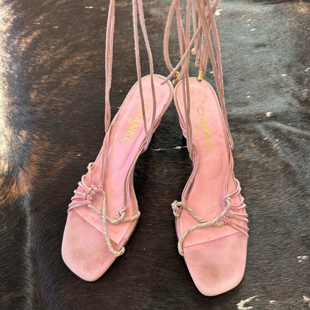 Chanel Pink Strappy Heels